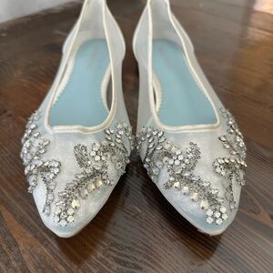 Elegant White Embellished Flats